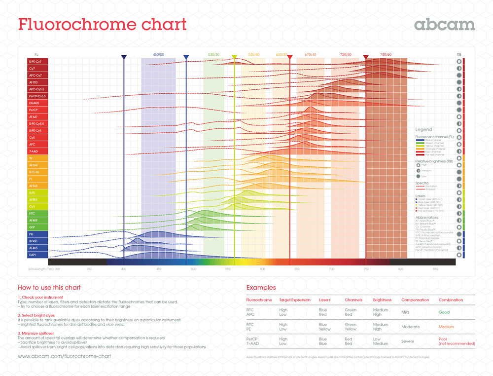 Abcam Fluorochrome Chart