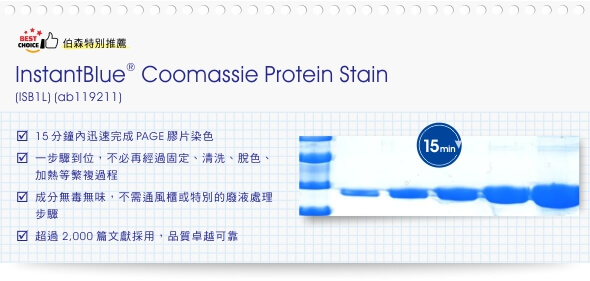 伯森特別推薦【InstantBlue® Coomassie Protein Stain (ISB1L) (ab119211)】